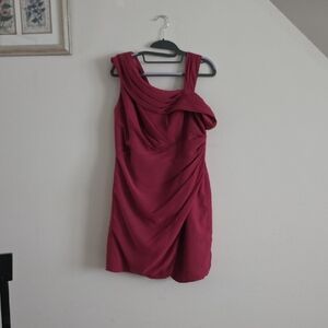 JJs House Wine Red Draped Mini Dress